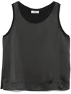 Herno Glam Knit Effect Satin Tank Top In Black