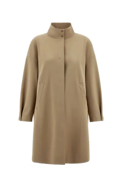 Herno First-act Pef High-neck Coat In Brown