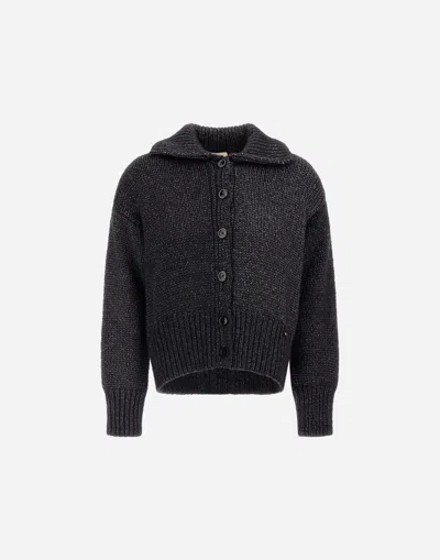 Herno Cardigan In Blown Alpaca�wool In Black
