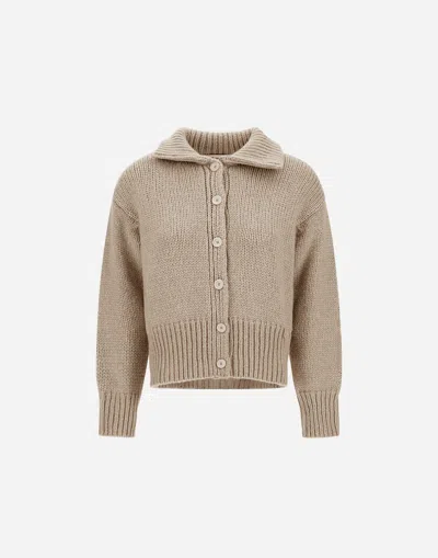 Herno Cardigan In Blown Alpaca�wool In Neutral