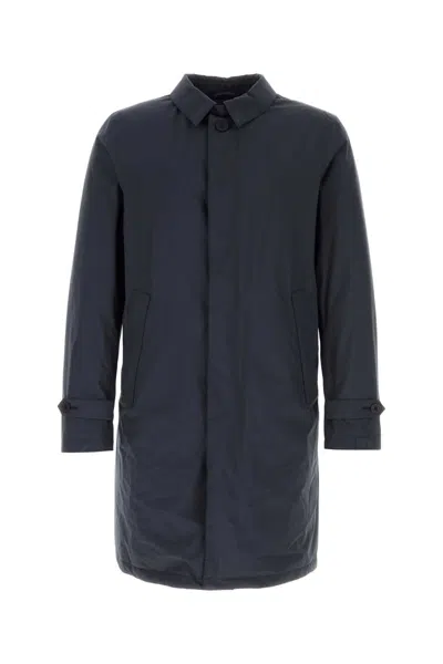 HERNO HERNO NAVY BLUE NYLON TRENCH COAT