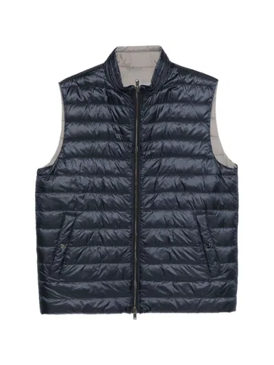 Herno Blue And Grey Quilted Vest