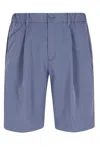 Herno Blue Bermuda Seer-crease Seersucker Polyester Shorts In Blue