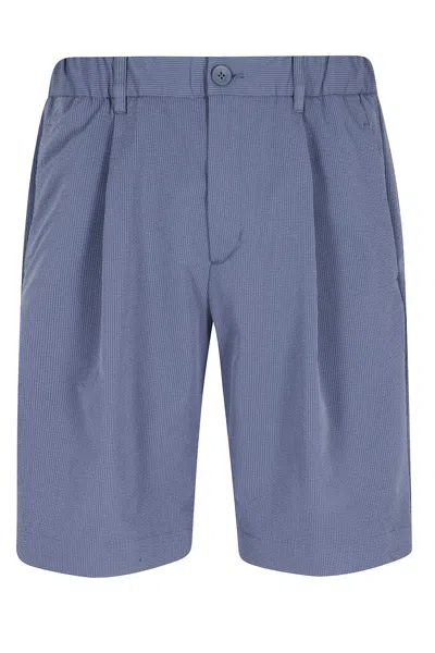 Herno Blue Bermuda Seer-crease Seersucker Polyester Shorts