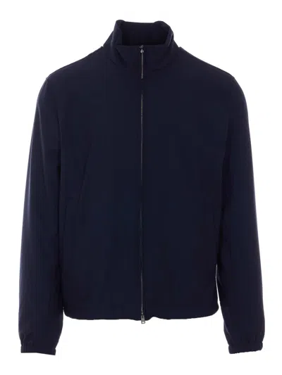 Herno Blue Bomber With Frontal Zip Closure In Black