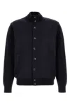 Herno Blue Button-front High-neck Cardigan In Black