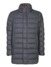 Herno Blue Cashmere Fur Three-quarter Coat In Blue