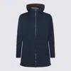 Herno Blue Coat In Blu/marrone