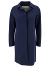 Herno Blue Coat With Concealed Closure And Collar In Stretch Polyamide Woman In Black