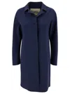 Herno Blue Coat With Concealed Closure And Collar In Stretch Polyamide Woman In Blue