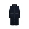 Herno Cotton Drawstring Hood Coat In Blue