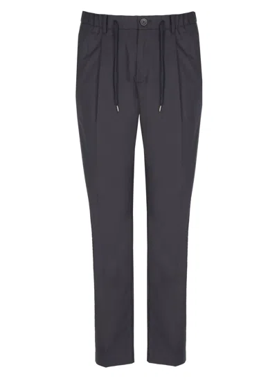 Herno Blue Cotton Straight-leg Pants In Gray