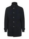 Herno Medium-length Structured Coat With Button-up Front In Black