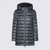 Herno Shiny Nylon Hooded Down Puffer Jacket In Clear Blue