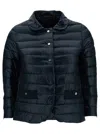 Herno Blue Down Jacket With Collar And Branded Buttons In Polyamide Woman In Blu