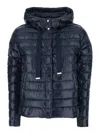 Herno Women Blue Down Jacket With Drawstring Hood And Logo Detail On The Drawstring In Tech Fabric W In Blue