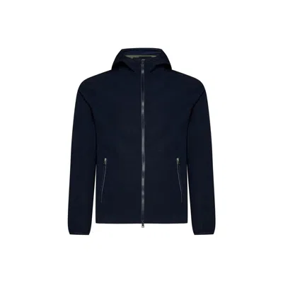 Herno Blue Elastane Shell Jacket In Black