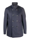HERNO BLUE-GREY DOUBLE-BREASTED COAT