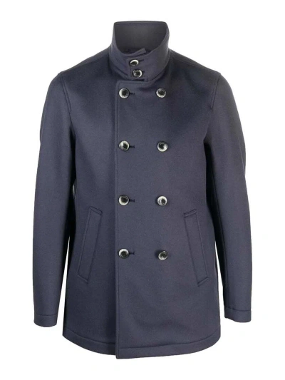 Herno Blue-grey Double-breasted Coat