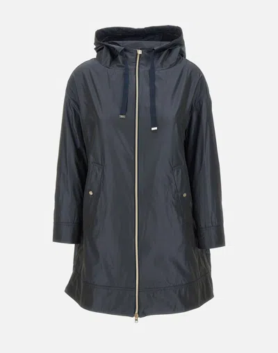 Herno Blue  Women's Parka With Gold Logoed Hood