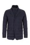 Herno La Giacca Water Resistant Down Blazer With Removable Bib In Blue