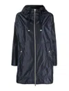 Herno Navy Blue Parka With Iridescent Effect And Slouchy Drawstring Hood In Azul