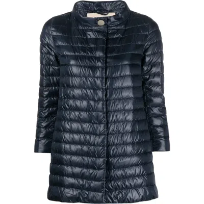 Herno Funnel Neck Padded Jacket In Blue