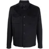 Herno Snap Front Chest Flap Pocket Brushed Wool Cashmere Blend Lined Shirt Jacket In Black