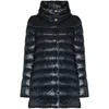 Herno High-collar Navy Quilted Nylon Coat In Blue