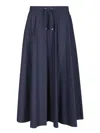 Herno Black Skirt With Elastic Drawstring Waist In Blue