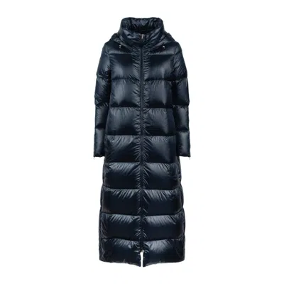 Herno Blue Long Down Jacket With Hood