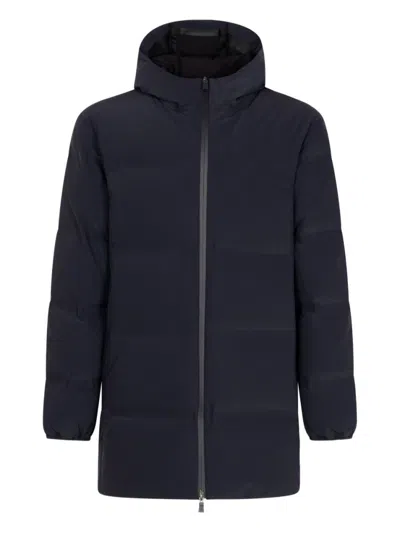 HERNO BLUE MIDI HOODED JACKET