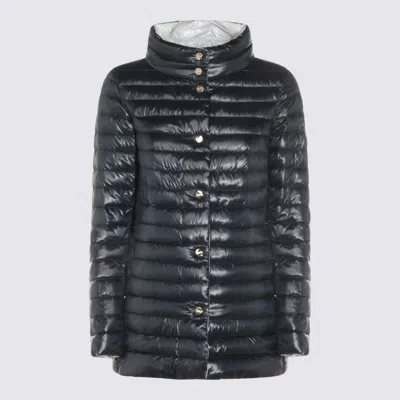 HERNO BLUE NAVY PUFFER MIDI DOWN JACKET