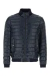 Herno Nylon Ultralight And Knit Bomber Jacket In Blue