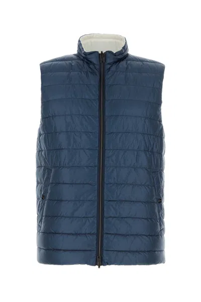 HERNO BLUE NYLON REVERSIBLE DOWN JACKET