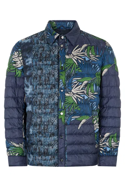 Herno Blue Padded Jacket With Contrasting Print