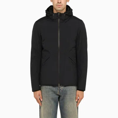 Herno Blue Padded Nylon Parka Men In Black