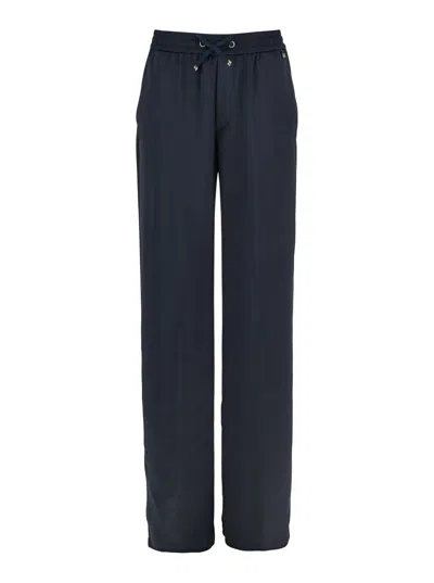 Herno Blue Pants With Elastic Drawstring Waist In Tech Fabric Woman