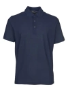 HERNO BLUE POLO SHIRT IN LIGHTWEIGHT CREPE VOILE JERSEY