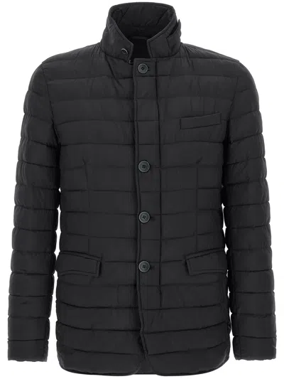 Herno Quilted Down Jacket Casual Jackets And Parka Blue In Black