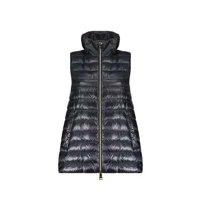 Herno Blue Polyamide Sleveless Women's Jacket In Black