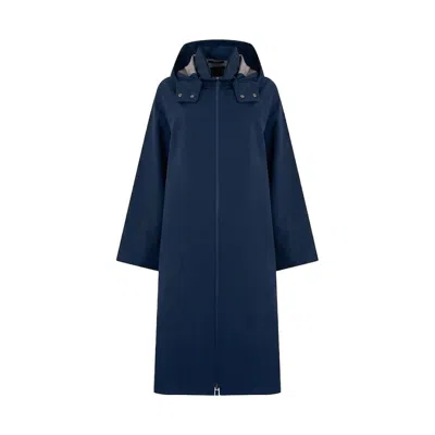 Herno Blue Polyester Coat In Multi