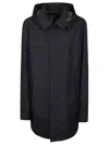 Herno Blue Polyester Minimalist Raincoat In Black