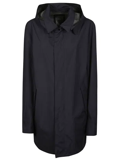 HERNO BLUE POLYESTER MINIMALIST RAINCOAT
