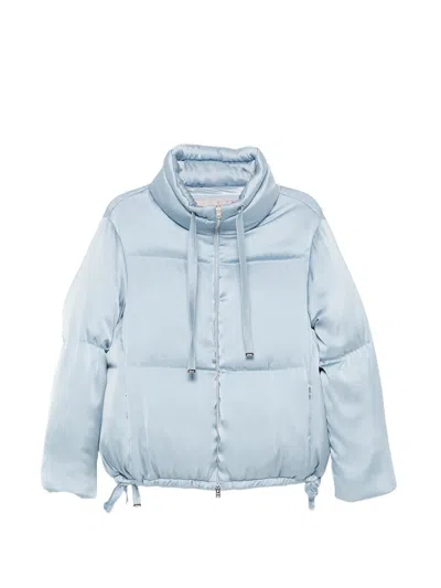 HERNO BLUE SHINY FINISH BOXY DOWN JACKET