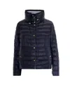 Herno Blue Solid Mock Collar Reversible Jackets In Blue