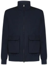 Herno Layered Wool Storm Bomber Jacket In Blue