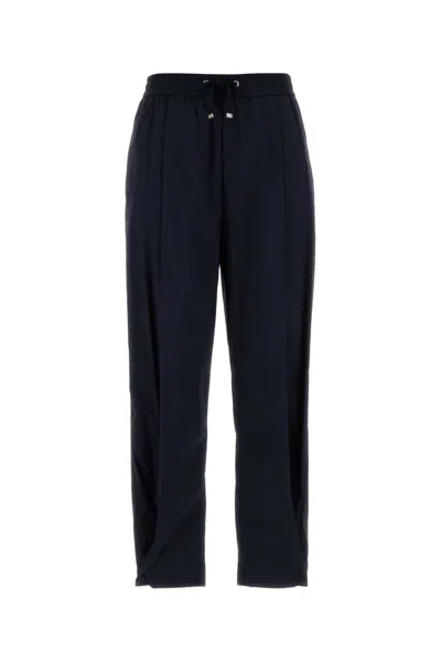 Herno Flowing Wide-leg Trousers With Drawstring In Blue