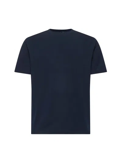 Herno Blue Superfine Cotton Stretch T-shirt In Black