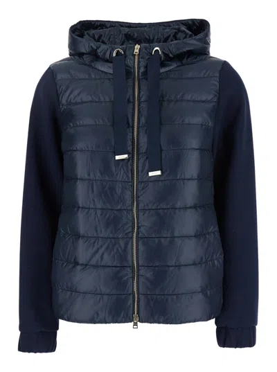 Herno Blue Sweatshirt With Fixed Drawstring Hood In Tech Fabric Woman